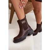 Boto Women's ankle boots with gold detail insulated brown Serene | Shoptok.si