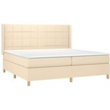  Krevet s oprugama i madracem krem 200 x 200 cm od tkanine | shoptok.hr