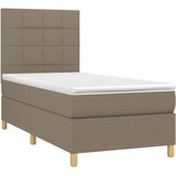  Krevet box spring s madracem LED smeđesivi 90x200 cm tkanina | shoptok.hr