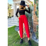Trend Alaçatı Stili Women's Red High Waist Carrot Trousers Cene