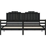  Posteljni okvir z vzglavjem črn 200x200 cm trden les | Shoptok.si