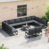 vidaXL Sjedeća garnitura za vrt 12 pcs Crna 423 x 211.5 x 71 cm | shoptok.hr