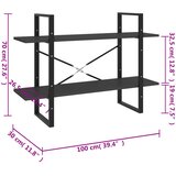 Ormarić za knjige 2 razine sivi 100x30x70 cm konstruirano drvo | Eponuda.com