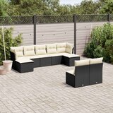  9-dijelni set vrtnih sofa s jastucima crni od poliratana | shoptok.hr