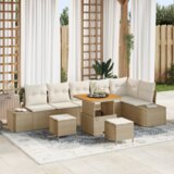vidaXL Vrtna sedežna garnitura 9 pcs Bež, Kremasta 80 x 80 x 71 cm | Shoptok.si