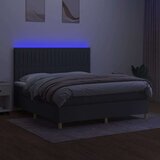  Box spring postelja z vzmetnico LED temno siva 160x200 cm blago, (20938025) | Shoptok.si