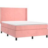 Krevet box spring s madracem LED ružičasti 140x200cm baršunasti | Eponuda.com