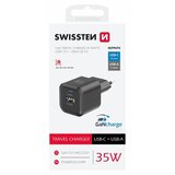 Swissten punjač za AC220, GaN, 35W, 1xUSB-C, 1xUSB-A, 1A, crni Cijene