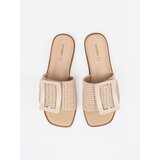 GOODIN Tweed slippers on a flat sole beige | Shoptok.si