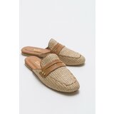 LuviShoes 165 Women's Slippers From Genuine Leather, Scalloped Straw Cene