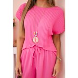Kesi Włoski Viscose set pleated blouse + trousers pink | Shoptok.si