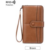 INF Ženska denarnica z RFID-zaščito, prostorna usnjena denarnica z zadrgo Brown, (21741288) | Shoptok.si