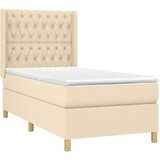 Krevet s oprugama i madracem krem 100 x 200 cm od tkanine | shoptok.hr