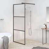 Pregrada za tuš 80 x 195 cm s napola mutnim staklom ESG crna Cijene