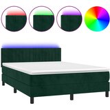  box spring s madracem LED tamnozeleni 140x200 cm baršun | shoptok.hr