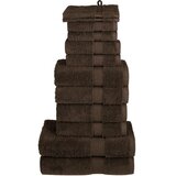 vidaXL Komplet brisač iz bombaža 12-delni rjava 600gsm 100% bombaž | Shoptok.si