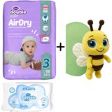 Violeta DC Pelene Air Dry 3, 4-9 kg, 66/1, Vlažne maramice Water Care, 56/1 + Plišana igračka pčelica gratis Cene