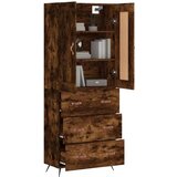 vidaXL Visoka komoda dimljeni hrast 69,5x34x180 cm konstruiranog drva | shoptok.hr