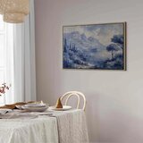  Slika - Blue Bay - Italian landscape of Lake Como painted with blue ink 120x80 U prirodnom drvenom okviru | shoptok.hr