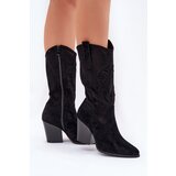 S. BARSKI Perforated Cowboy Boots On Heel Black S.Barski | Shoptok.si