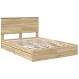  Postelja s shranjevanjem z vzglavjem Sonoma hrast 140 x 200 cm, (5000105929) | Shoptok.si