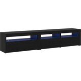 vidaXL TV omare 2 kosa z LED lučmi iz črnega hrasta, TV stojalo z LED lučmi - črno hrast - 75x35x40 cm - iz inženirskega lesa | Shoptok.si