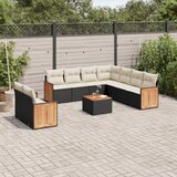  The Living Store Vrtna sedežna garnitura 10-delna z blazinami črn poli ratan - Vrtna Sedežna Garniture, (21449546) | Shoptok.si