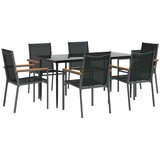  7-dijelni vrtni blagovaonski set crni od tekstilena i čelika | shoptok.hr