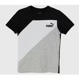 Puma Otroška bombažna kratka majica POWER B črna barva