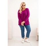 Kesi Włoski Plus size women's sweater with a boat neck dark purple | Shoptok.si