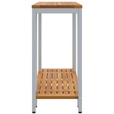 vidaXL Zunanja miza Naravna in siva 35x110x75 cm Trden les in jeklo, (22015874) | Shoptok.si