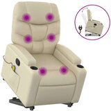 Maison Chic masažni naslanjač - Relax naslanjač s funkcijo vstajanja krem umetno usnje, (22062363) | Shoptok.si