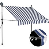 Tenda na ručno uvlačenje s LED svjetlima 150 cm plavo-bijela | shoptok.hr
