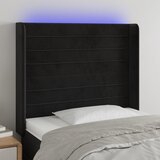  The Living Store LED posteljno vzglavje črno 83x16x118/128 cm žamet - LED Vzglavje, (21452139) Cene