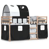 Krevet na kat sa zavjesama bijelo-crni 80 x 200 cm od borovine | shoptok.hr