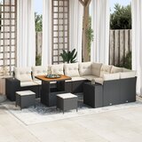 vidaXL set vrtnih sofa od 12 komada s jastucima crni poli ratan akacija | shoptok.hr