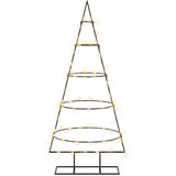  Metalno božićno drvce sa stalkom KUOPIO 125 cm Topla bijela - 125 cm Crna s LED svjetlima | shoptok.hr