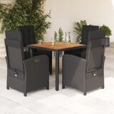  5-dijelni vrtni blagovaonski set s jastucima od poliratana crni Crna Dužina stola 90 cm | shoptok.hr
