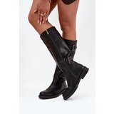 Boto Women's Flat Heeled Boots with Decorative Detail Black Arvessa | Shoptok.si
