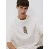Reserved Boxy majica kratkih rukava s printom na leđima - bež | shoptok.hr