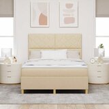  LED Box Spring Krevet s uzglavljem Krema 160 x 200 cm tkanina | shoptok.hr