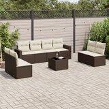 Maison Chic Seti vrtnega pohištva - Vrtna garnitura - Vrtni pohištvo set 9-delna z blazinami rjava poli ratan, (21798606) | Shoptok.si