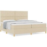  Postelja z vzmetnico z vzglavjem krema 200 x 200 cm blago - - Bež - 93.28 - 200 x 200 cm - | Shoptok.si