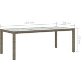 Vrtni stol sivi 190x90x75 cm od kaljenog stakla i poliratana | shoptok.hr