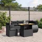  6-dijelni set vrtnih sofa s jastucima crni od poliratana | shoptok.hr