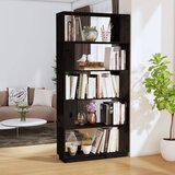 The Living Store Knjižna omara/pregrada črna 80x25x163,5 cm trdna borovina - Knjižna Omara, (21436509) | Shoptok.si
