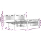 Metalni okvir kreveta uzglavlje i podnožje bijeli 183x213 cm | shoptok.hr