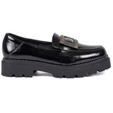 GOODIN Women's black loafers on a platform decorated with a buckle and rhinestones | shoptok.hr
