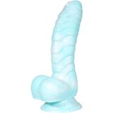 OgazR Sea Serpent - Dildo z žlebovi in objemko - 17 cm (modro-bela) | Shoptok.si