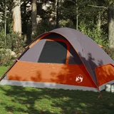 vidaXL Družinski šotor za 6 oseb siv in oranžen vodoodporen